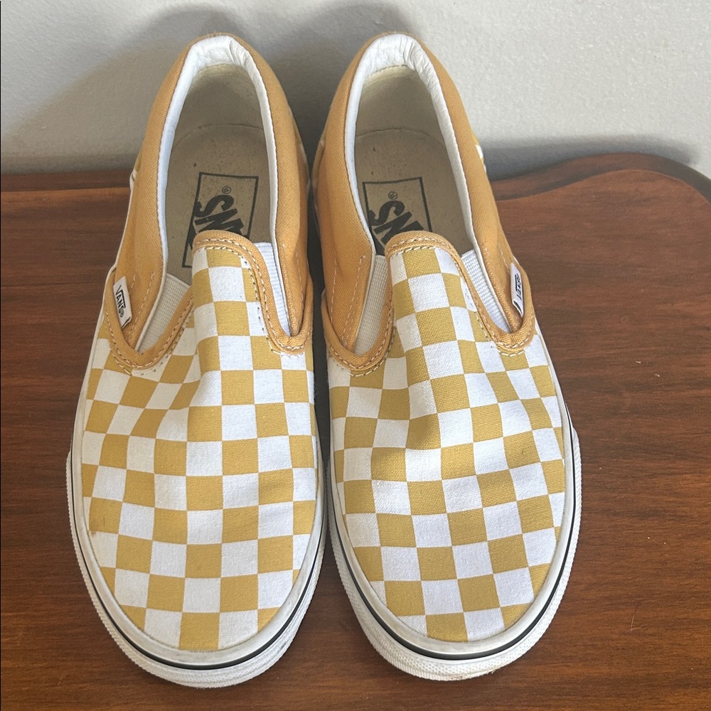 Classic Slip on Vans in Yellow Checkerboard 
Women’s Size 6